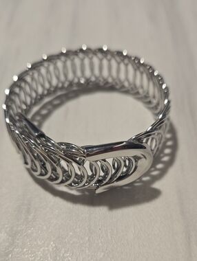 Silver-Tone Woven Link Stretch Bracelet - Women Jewelry